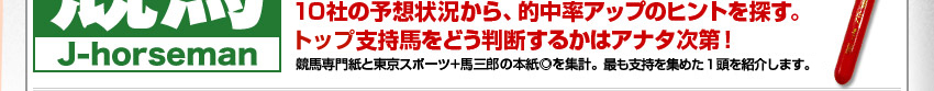 10社の予想状況から、的中率アップのヒントを探す。上位支持馬をどう判断するかはアナタ次第!